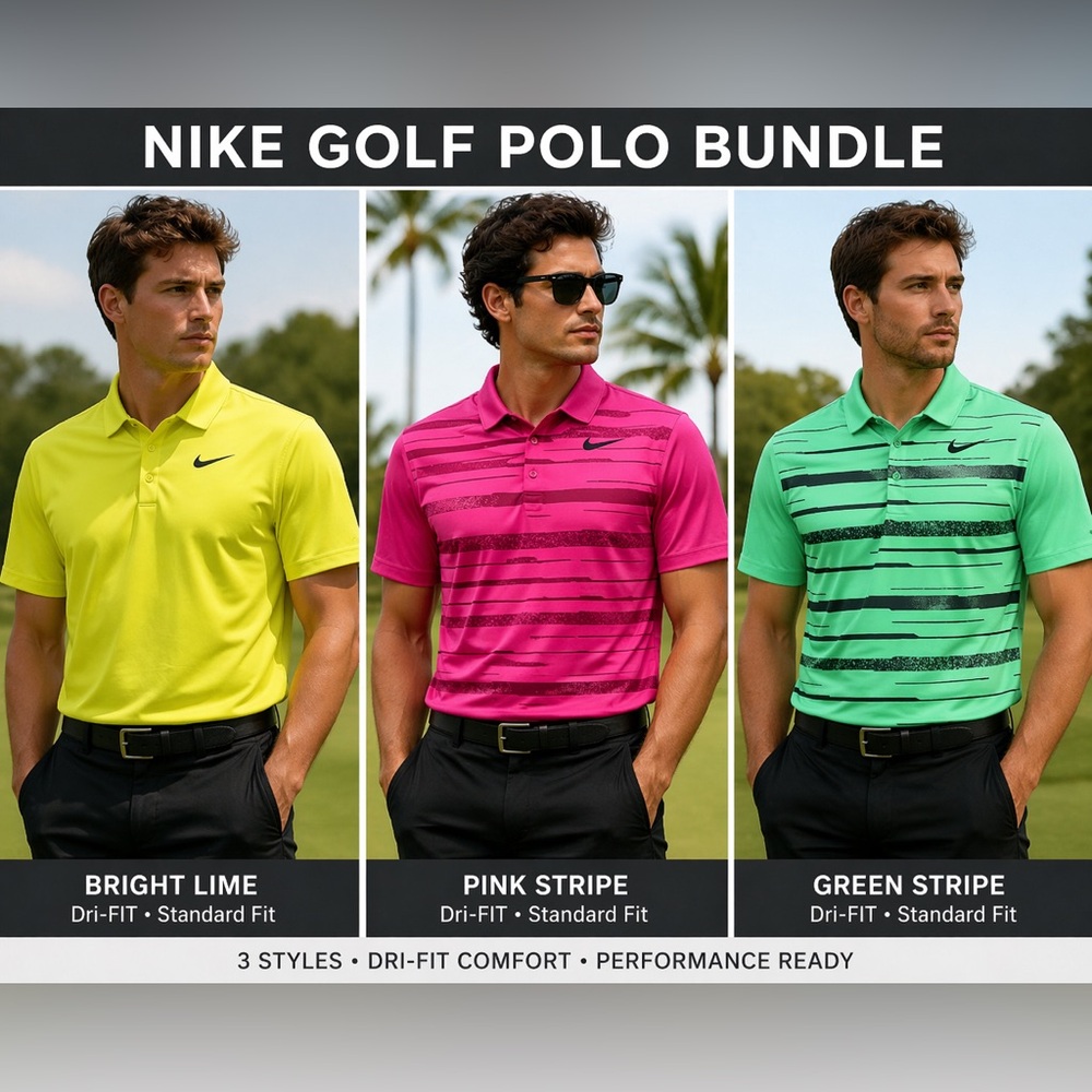 🔥 NIKE GOLF DRI-FIT POLO BUNDLE – MEN’S SMALL (3 SHIRTS) 🔥